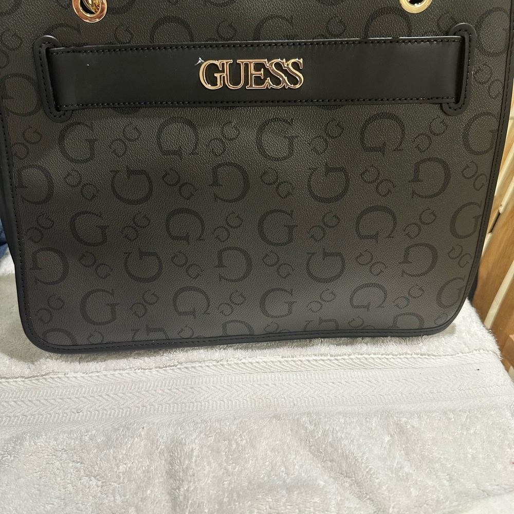 Guess Black Tote with Gold Logo